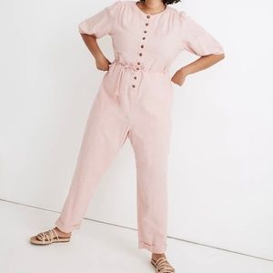 Madewell Pink Linen Jumpsuit